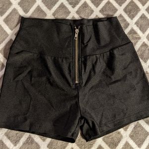 Black High Waisted Rave Shorts